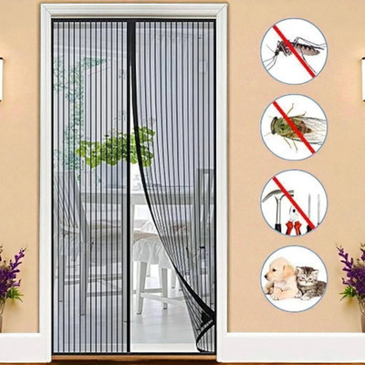 Aditya Polyester Adults Washable Auto-Closing Magnetic Door Mosquito Net_a229 Mosquito Net(Black, Frame Hung)