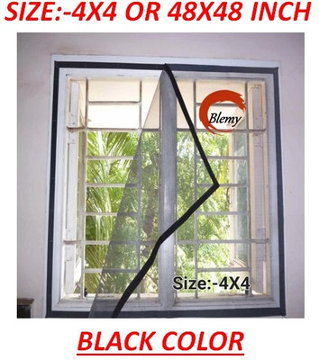 BLEMY HDPE - High Density Poly Ethylene Adults Washable 4X4 WINDOW NET Mosquito Net(4X4 BLACK, Frame Hung)