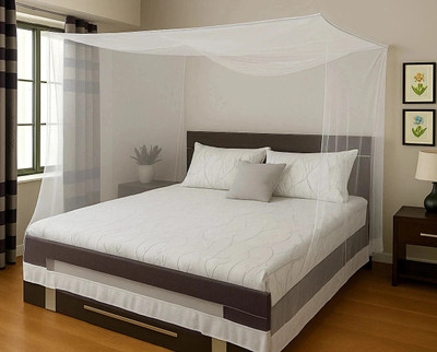 Shyom Square Hanging (8x8) King Size bed Polyester Washable Adults Mosquito Net(White, Bed Box)