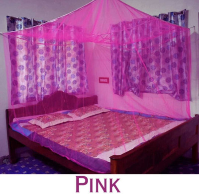 Mehon Craft Polyester Adults Washable MONO MOSQUITO NET PINK SIZE 6X7-FT Mosquito Net(Pink, Bed Box)