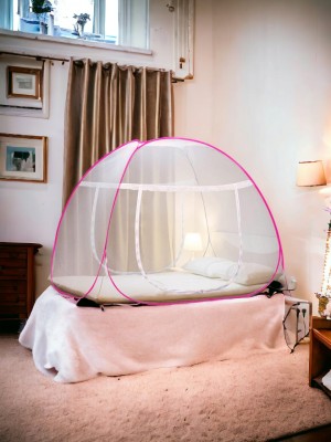 Yunik Polyester Adults Washable QUEEN-PINKA_22 Mosquito Net(Pink, Tent)