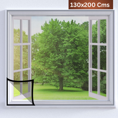 TurtleGrip Fibre Adults Washable Pre-Stitched Fiberglass Window Mosquito Net for All Types of Windows,120 GSM Mosquito Net(Grey-130x200cms, Frame Hung)