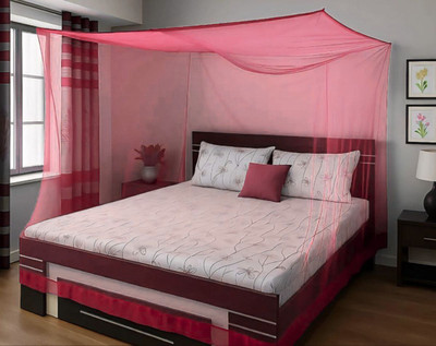 CoverCraze QUEEN BED TENT PINK MOSQUITO NET Polyester Washable Adults Mosquito Net(Pink, Tent)