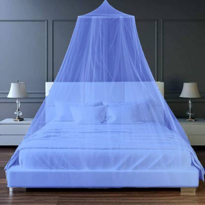 Neruti Enterprise Polyester Adults Washable Double bed (Round) Mosquito Net(Blue, Ceiling Hung)