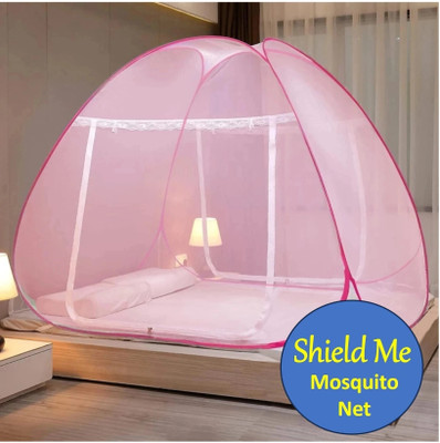 ShieldMe Polyester Adults Washable Washable Foldable for Double Bed Mosquito Net(White, Blue, Tent)