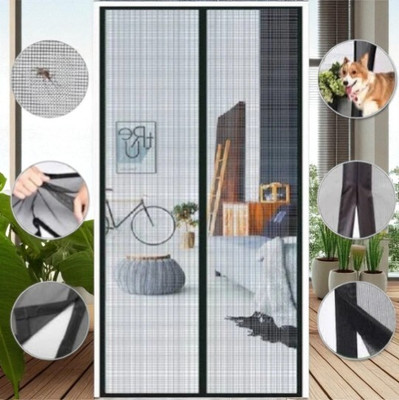 Aditya Polyester Adults Washable Auto-Closing Magnetic Door Mosquito Net_a262 Mosquito Net(Black, Frame Hung)