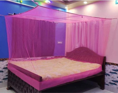Simmi HDPE - High Density Poly Ethylene Adults Washable Pink Size 6X7 Mosquito Net(Pink, Bed Box)