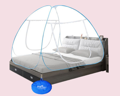 Martlet Polyester Adults Washable Double Bed Mosquito Net Material Polyester For King Size Pack Of 1 Mosquito Net(Blue, Tent)