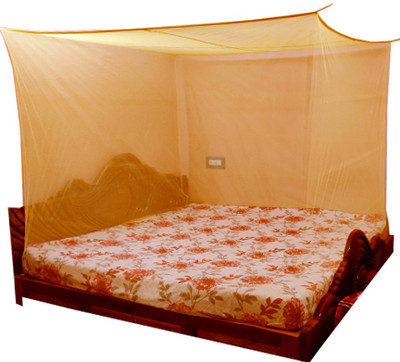 Mehon Craft Cotton Adults Washable Premium Polycotton Elegant Mosquito Net For Double Bed Machhardani Net (6x7 Ft) Mosquito Net(Soft Orange, Bed Box)