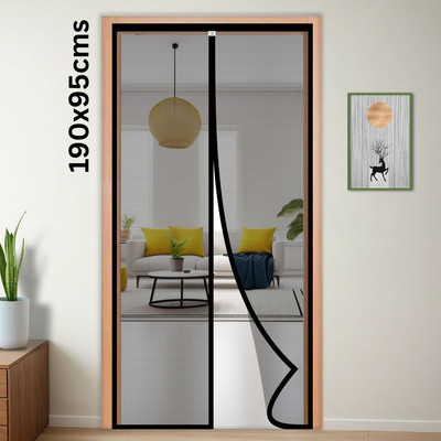 TurtleGrip Polyester Adults Washable Door Mosquito Net with Full Frame Main Doors, New Leaf Design Mosquito Net(Forest Green-190*95cms, Frame Hung)