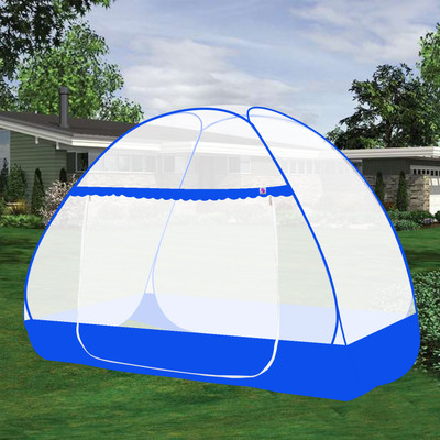 SILVER SHINE Polyester Adults Washable Polyester Adult SINGLE BED Foldable Washable Mosquito Net Mosquito Net(WHITE-BLUE, Tent)