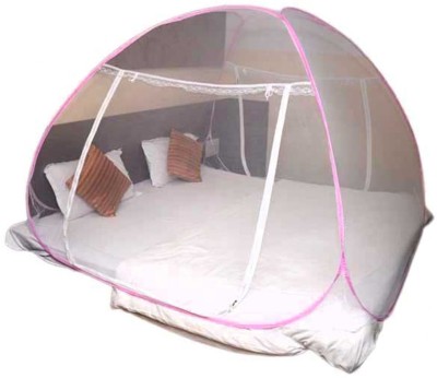ANS Polyester Adults Washable Mosquito Net - Foldable, King Size Double Bed Heavy Quality Mosquito Net(Pink, Bed Box)