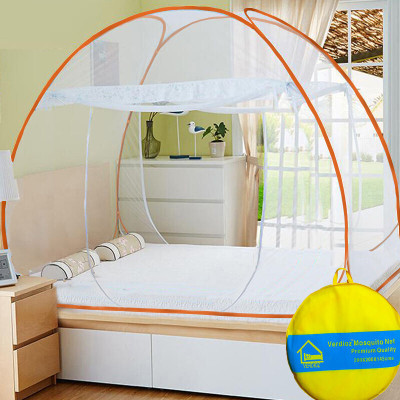 VERDIOZ Polyester Adults Washable 30GSM NET | CORROSION FREE STEELFRAME | KING SIZE DOUBLE BED Mosquito Net(Orange, Tent)