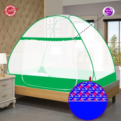 SILVER SHINE Polyester Adults Washable Extra Mosquito Protection SINGLE BED Foldable Washable Mosquito Net Mosquito Net(Green, Tent)