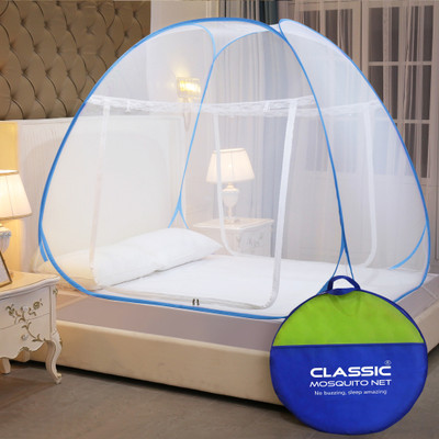 Classic Mosquito Net Polyester Adults Washable Foldable for Double & Queen Size Bed -(200*170*H140 CM) Mosquito Net(Blue, Tent)