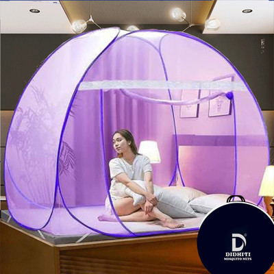 didhiti Polyester Adults Washable machardani with stand machardani stand double bed mosquito net outdoor machhard Mosquito Net(Purple, Tent)