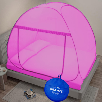 Grants Polyester Adults Washable Double and King size bed Tent 6x6 6.5x6.5 7x7 ft Mosquito Net(Pink, Tent)