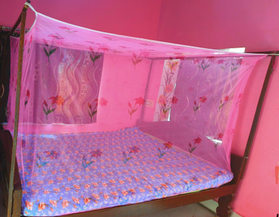 SKOFFICIAL Nylon Adults Washable Print_ new quality mosquito net and super quality mosquito net for me Mosquito Net(Pink, Bed Box)