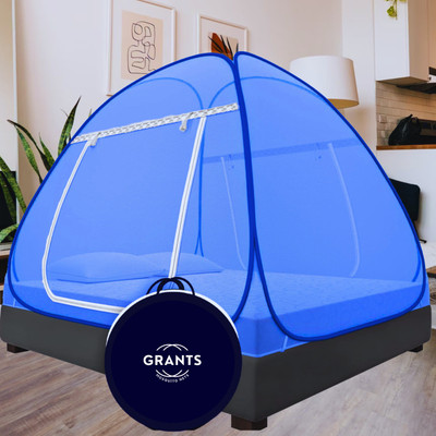 Grants Polyester Adults Washable Double bed 6x6 6.5x6.5 ft Mosquito Net(Blue, Tent)