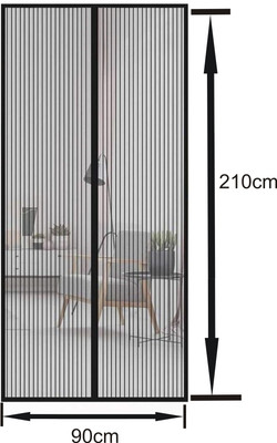 Homara Polyester Adults Washable Magnetic Screen Door Mosquito Net(Black, Frame Hung)