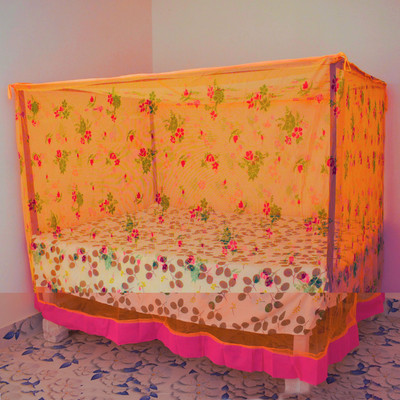 SM Enterprise Queen Size Bed Box Foam Bottom Polyester Washable Adults Mosquito Net(Orange, Bed Box)