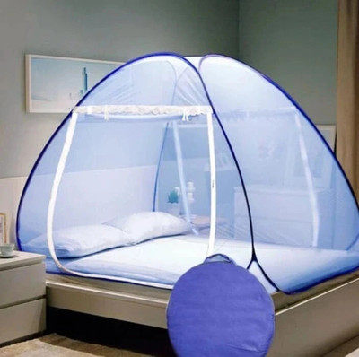 EVETIS Polyester Adults Washable Polyester Washable Blue Mosquito Net-Foldable King Size,Double Bed,Queen Size. Mosquito Net(Navy Blue, Tent)