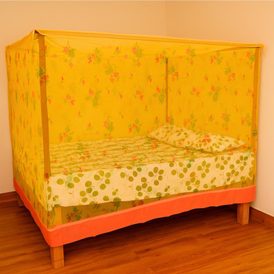 RN ENTERPRISE Polyester Adults Washable Double Soft Yellow (6x7) Mosquito Net(Yellow, Bed Box)