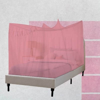 Nissi Polyester Adults Washable Dobule Bed Polyster Mosquito Net 4 x 6.5ft For Adults A062 Mosquito Net(Pink, Tent)