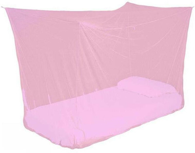 ANS HDPE - High Density Poly Ethylene Adults Washable mosquito net Single bed 3.5 x 6.5 ft plain HDPE net Mosquito Net(Pink, Bed Box)