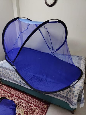 HK World Cotton Adults Washable Foldable mosquito net (blue) Mosquito Net(Blue, Tent)