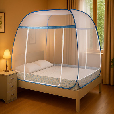Classic Mosquito Net Polyester Adults Washable Supreme King Size Bed Mosquito Net(Blue, Tent)