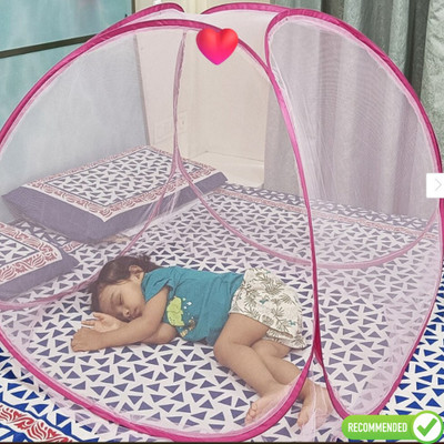 RUDRAYM Polyester Kids Pink Foldable Baby Mosquito Net – Pop-Up Design, Portable & Soft Mesh Fabric Mosquito Net(Pink, Tent)