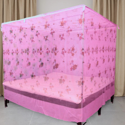 CoverCraze Polyester Adults Washable queen bed mosquito and insect protection net Mosquito Net(Pink, Bed Box)