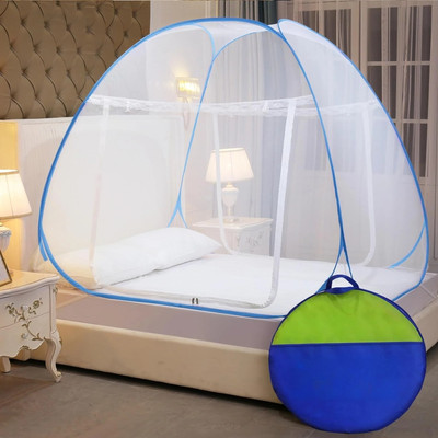 A To Z Enterprises Polyester Adults Washable King Size Mosquito Net 6.5ft x 6.5ft - Premium Bed Canopy Mosquito Net(White, Blue, Tent)