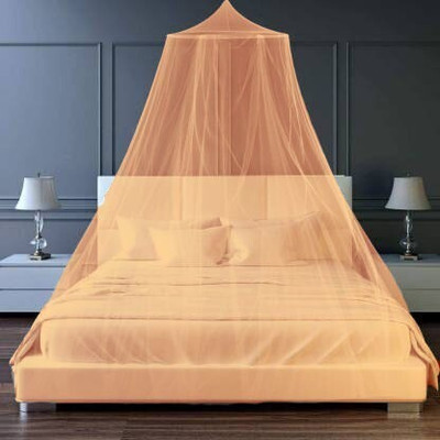 Neruti Enterprise Polyester Adults Washable Double bed (Round) Mosquito Net(Orange, Ceiling Hung)