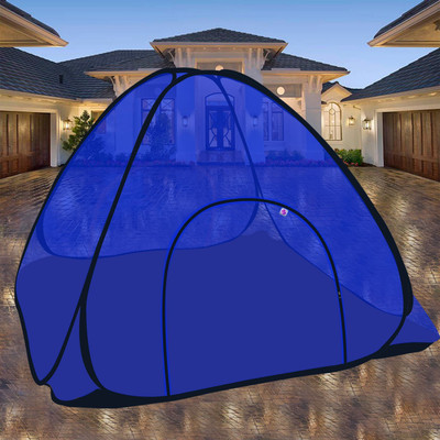 NM CREATION Extra Mosquito Protection King Size Foldable Multi color Machardani Polyester Washable Adults Mosquito Net(Blue, Tent)