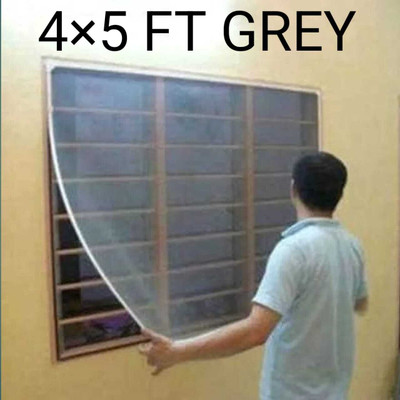 lkg enterprises Polyester Adults Washable LKG 4*5 GREY WIN NET Mosquito Net(4*5 Grey, Frame Hung)