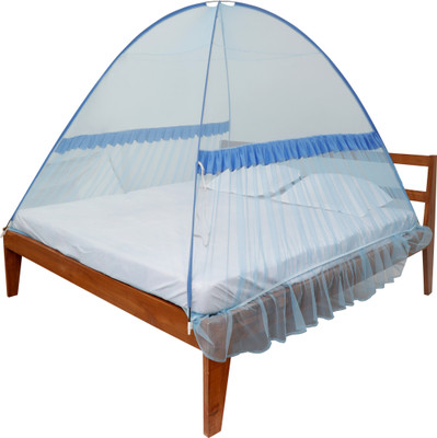 SafeNet Polyester Adults Washable Workforce Foldable KING Size Bed Mosquito Net Mosquito Net(Blue, Tent)