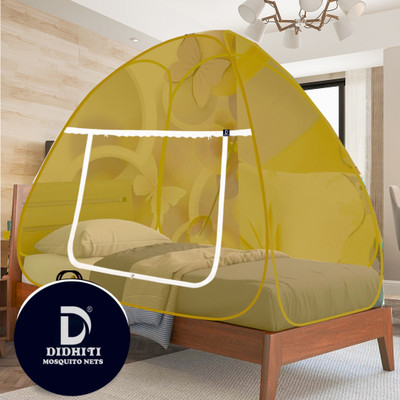 didhiti Polyester Adults Washable masari jaali with 1 gate protect from mosquitos mosquito net tent with zip machh Mosquito Net(Khaki, Khaki, braun, cofi, coffee border, colour, Tent)