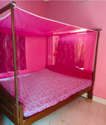SBE Polyester Adults Washable NYLON AIR FLOWABLE PLAIN MOSQUITO NET FOR DOUBLE BED Mosquito Net bearing Mosquito Net(Pink, Bed Box)