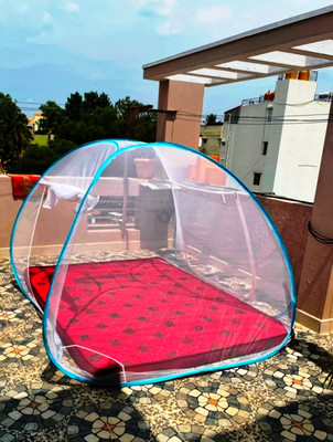 B B Enterprises Polyester Adults Washable B26 Mosquito Net(White and Blue, Tent)
