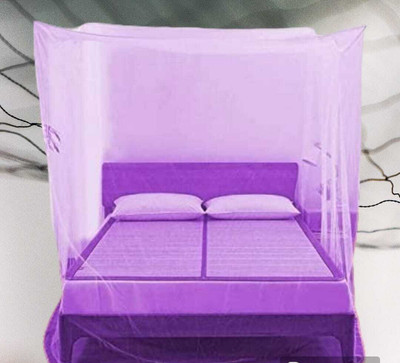 ZIMBLE Nylon Adults Washable hanging Mosquito net 8*8 ft(Purple) - Foldable Flexible for and Queen size Bed Mosquito Net(Purple, Bed Box)