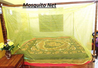 SANANET Polyester Adults Washable Mosquito Pyaragon Net Mosquito Net(Yellow, Frame Hung)