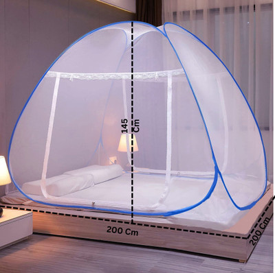 DAYGLOW Polyester Adults Washable Mosquito Net for King Size Bed|Polyester, Foldable, High Durability| Mosquito Net(White, Tent)