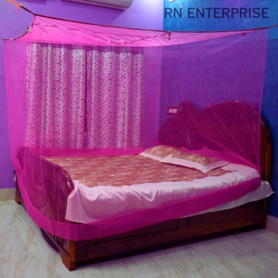 RN ENTERPRISE Polyester Adults Washable Queen Size Bed (6x7 Ft) Mosquito Net(Pink, Bed Box)