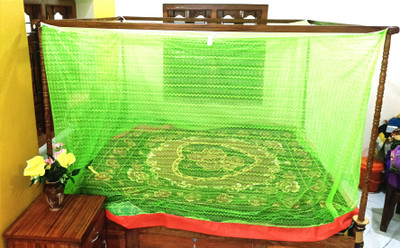 SANANET Polyester Adults Washable green3 Mosquito Pyaragon Net single bed Mosquito Net(green3, Frame Hung)