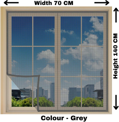 Luckwood Fibre Adults Washable Fiberglass Mosquito net for window self Adhesive hook & loop, Grey-140x70 cm Mosquito Net(Grey, Frame Hung)