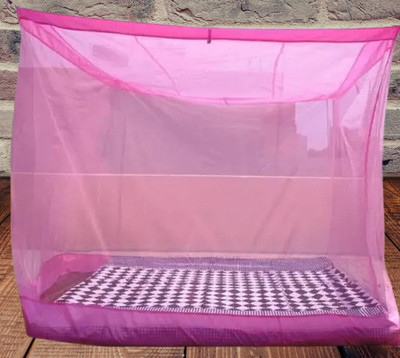 CHIKU CHERRY Hanging Adult Tent Mosquito Net for Double Bed HDPE - High Density Poly Ethylene Washable Adults Mosquito Net(Pink, Tent)