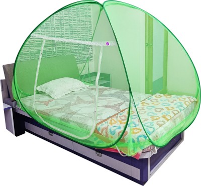 SILVER SHINE Polyester Adults Washable Mosquito Net Polyster Fodeble for Single Bed Green Color Tent Mosquito Net Mosquito Net(Green, Tent)