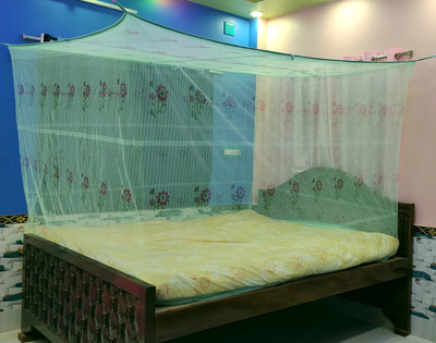 simran HDPE - High Density Poly Ethylene Adults Washable Mosquito Net For Queen Size Bed Machardani PGON Polycotton Net (Size 6x7-ft) Mosquito Net(Pista Green, Bed Box)